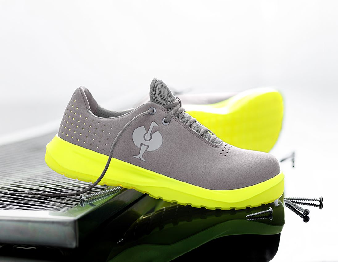 S1P: S1P Safety shoes e.s. Banco low + pearlgrey/high-vis yellow
