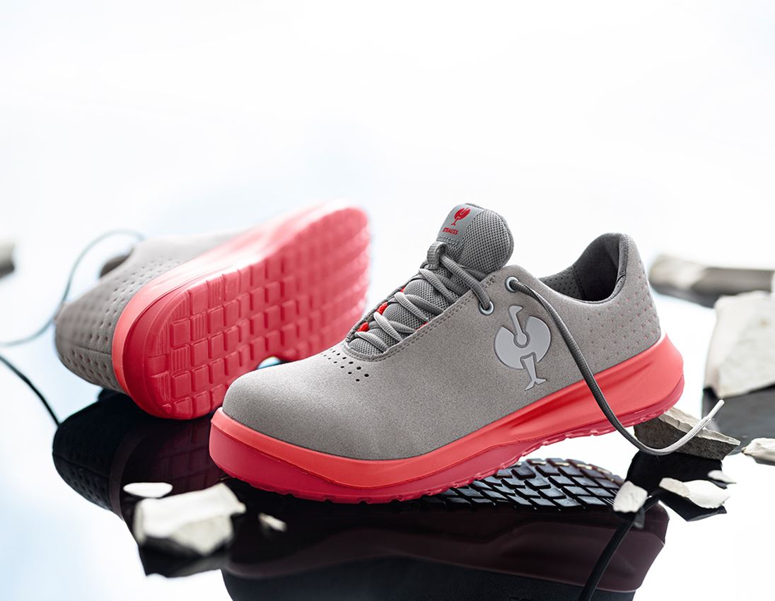 Footwear: S1P Safety shoes e.s. Banco low + pearlgrey/solarred