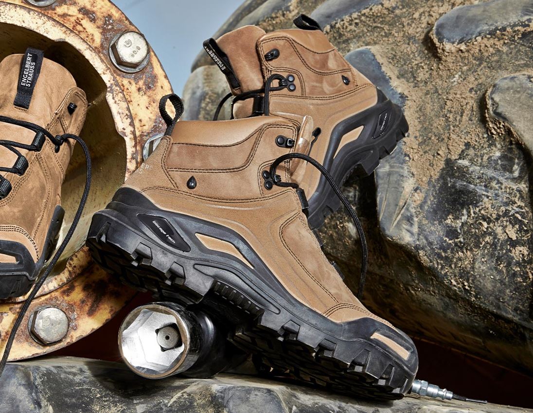Roofer / Crafts_Footwear: e.s. S3 Safety boots Nembus mid + walnut