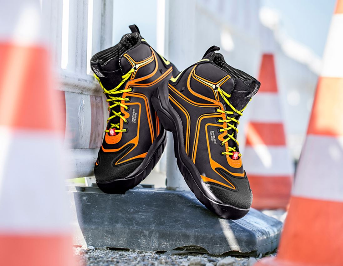 Roofer / Crafts_Footwear: e.s. S3 Safety shoes Kajam + black/high-vis orange/high-vis yellow