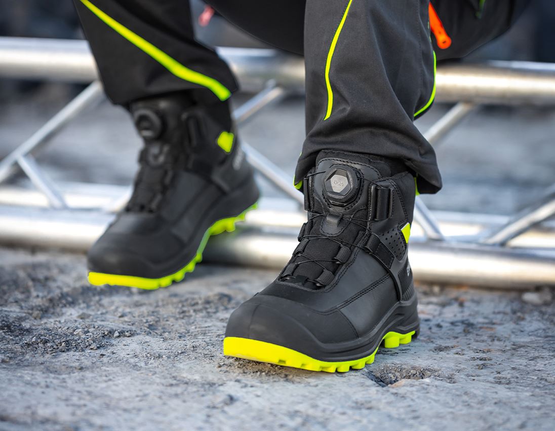 Footwear: S3 Safety boots e.s. Sawato mid + black/high-vis yellow 1