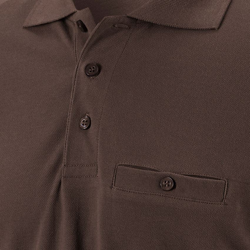 Plumbers / Installers: e.s. Long sleeve polo cotton Pocket + chestnut 2