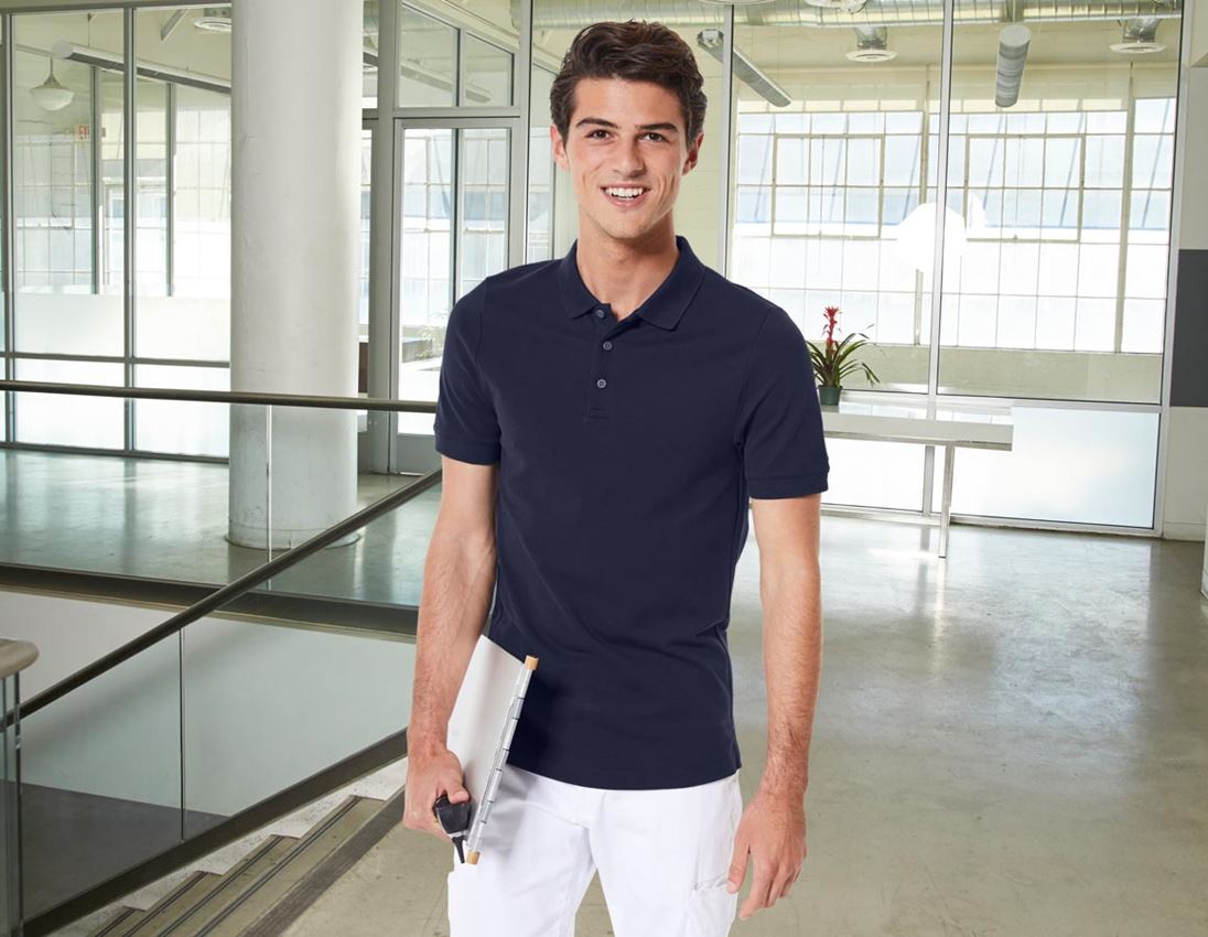 Plumbers / Installers: e.s. Pique-Polo cotton stretch, slim fit + navy