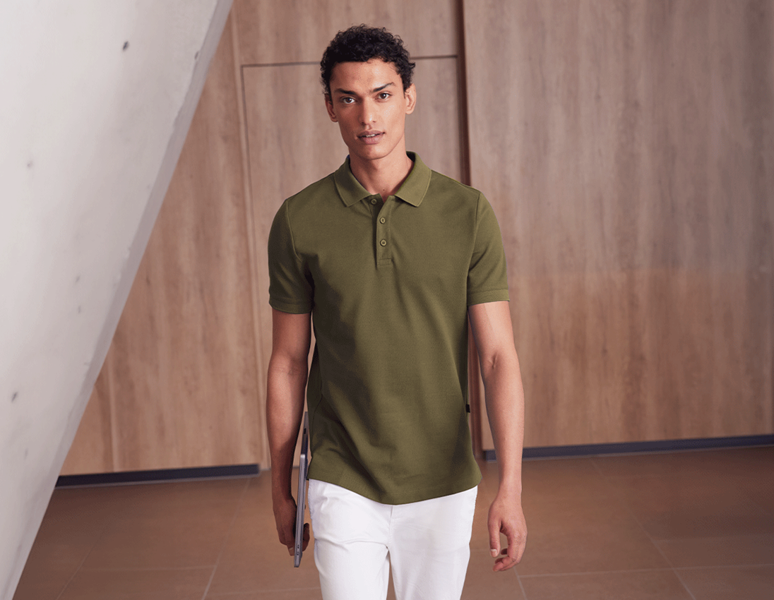 Plumbers / Installers: e.s. Pique-Polo cotton stretch + mudgreen