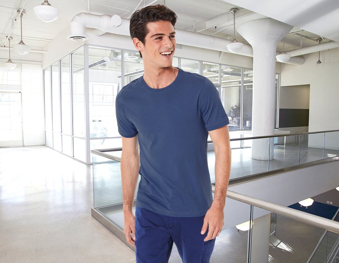 Plumbers / Installers: e.s. T-shirt cotton stretch, slim fit + cobalt