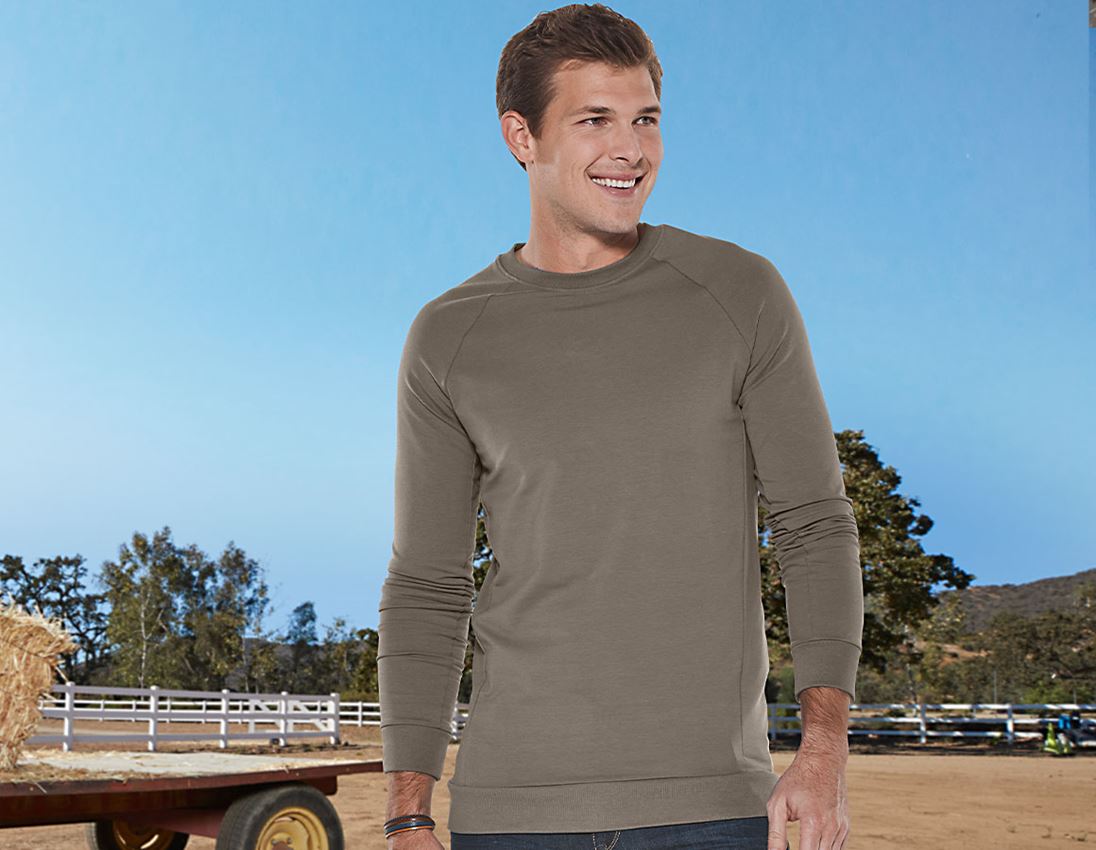 Shirts, Pullover & more: e.s. Sweatshirt cotton stretch, long fit + stone