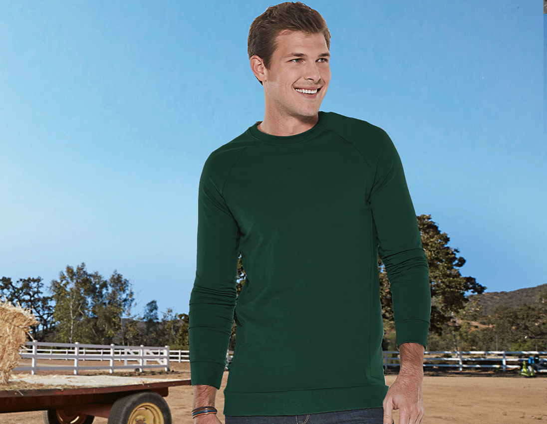 Teman: e.s. Sweatshirt cotton stretch, long fit + grön