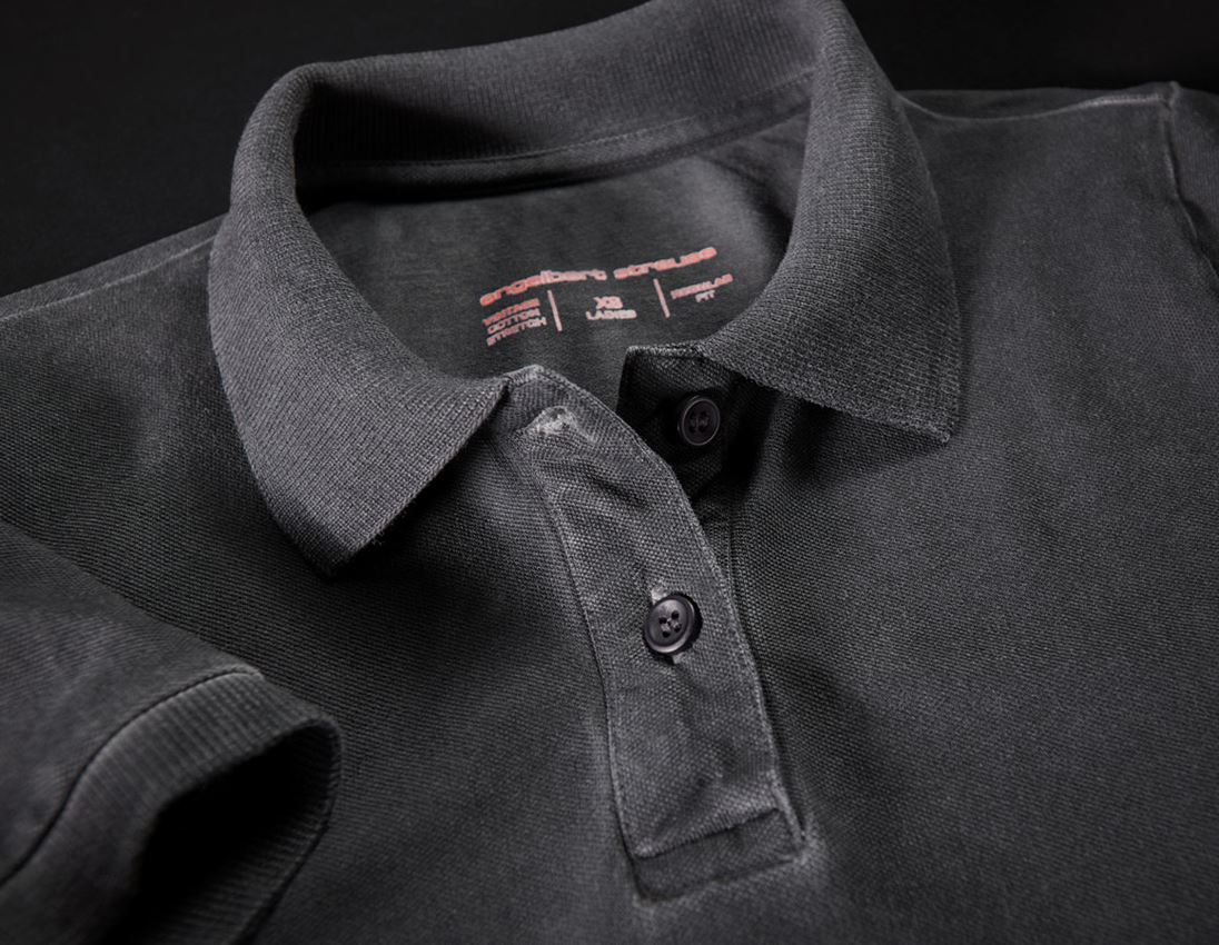 Överdelar: e.s. Polo-Shirt vintage cotton stretch, dam + oxidsvart vintage 2