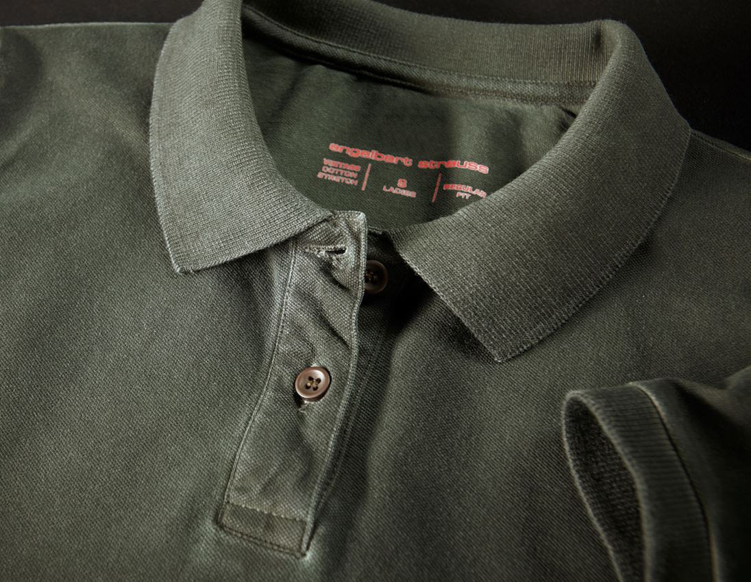 Överdelar: e.s. Polo-Shirt vintage cotton stretch, dam + kamouflagegrön vintage 2