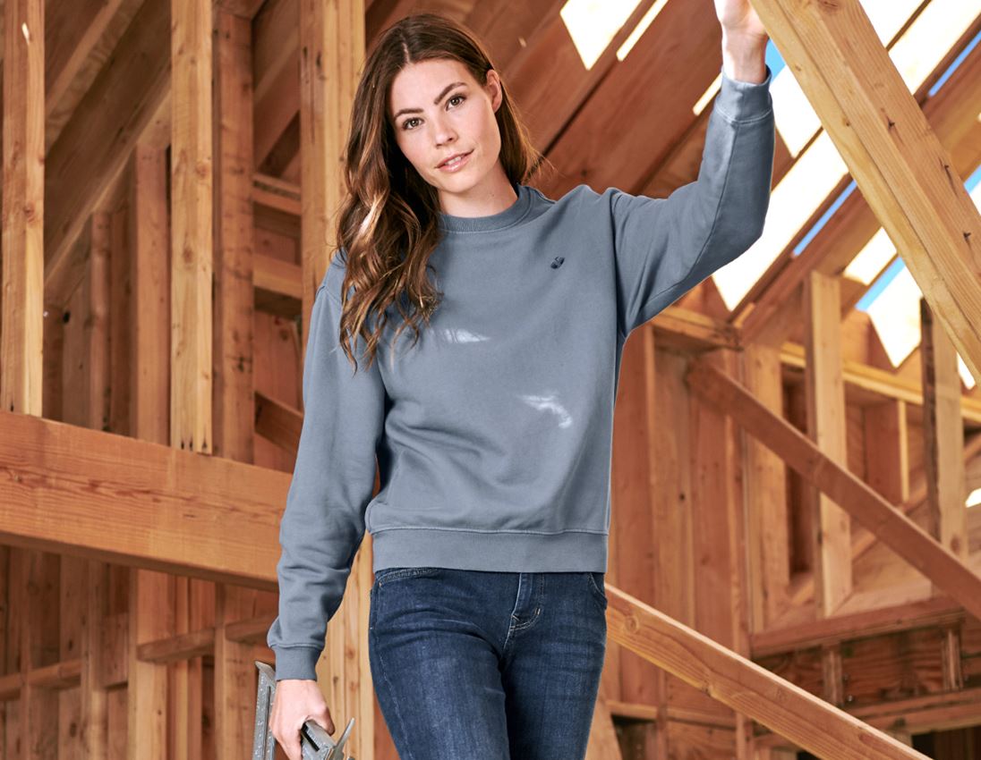 Överdelar: Oversize sweatshirt e.s.motion ten, dam + rökblå vintage