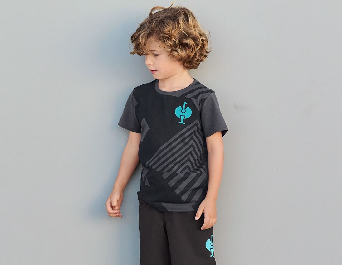 Shirts, Pullover & more: T-Shirt e.s.trail graphic, children's + black/anthracite/lapisturquoise