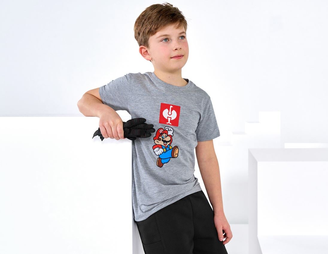Överdelar: Super Mario T-shirt, barn + gråmelerad