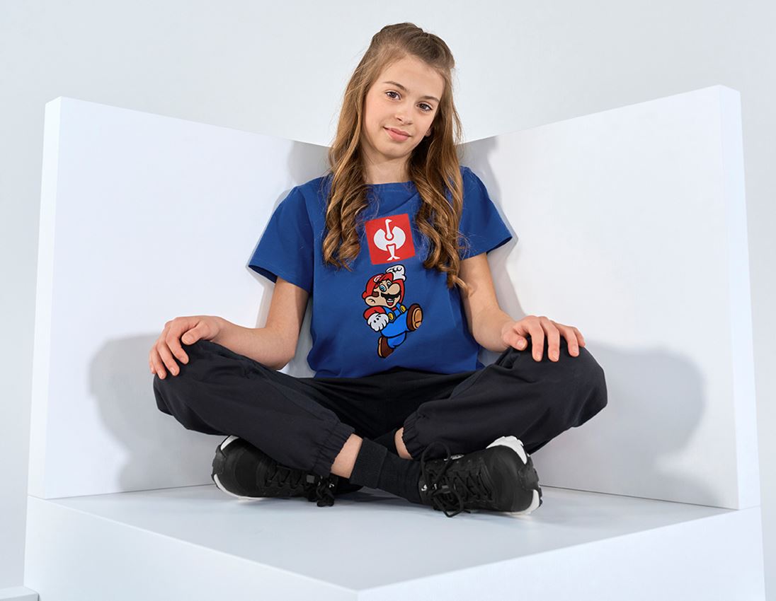 Överdelar: Super Mario T-shirt, barn + alkaliblå