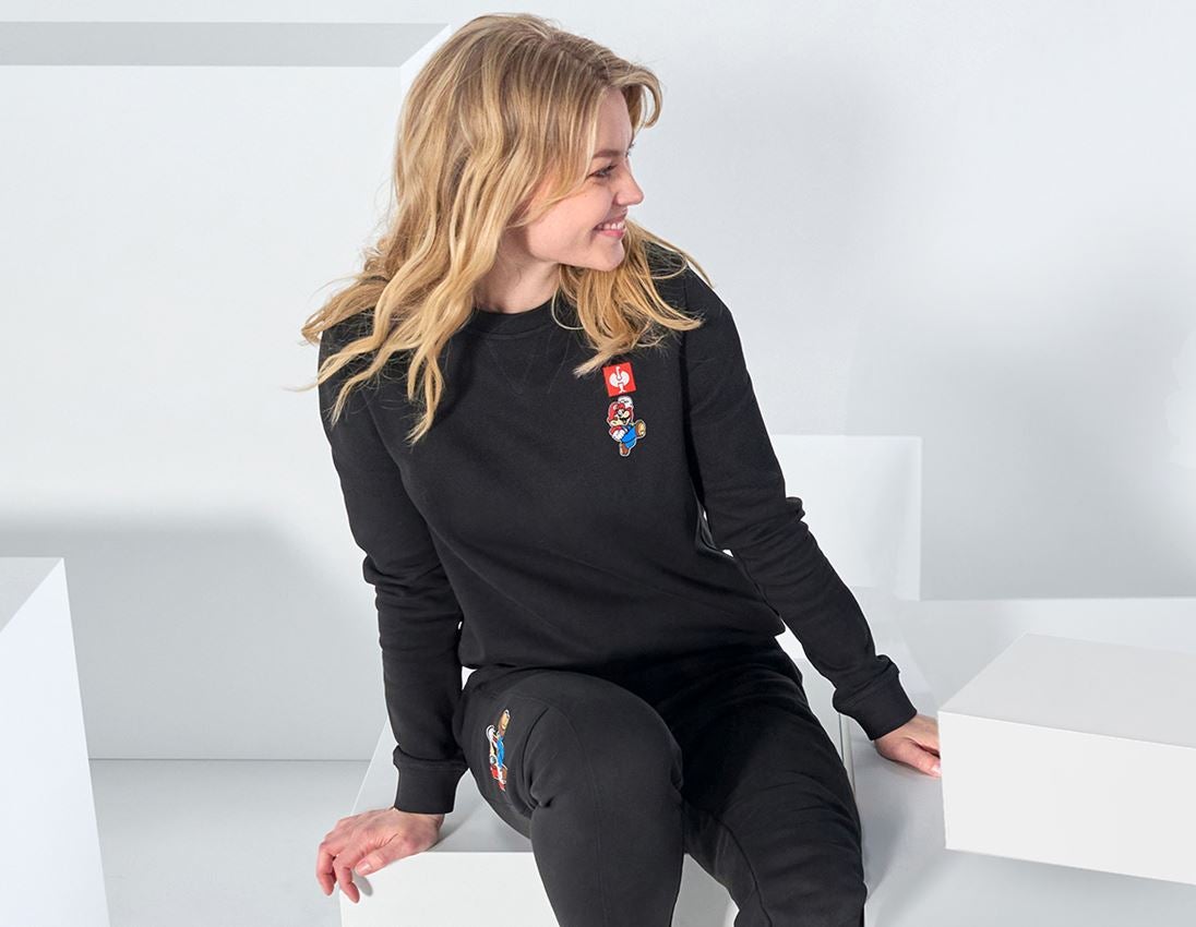 Samarbeten: Super Mario sweatshirt, dam + svart