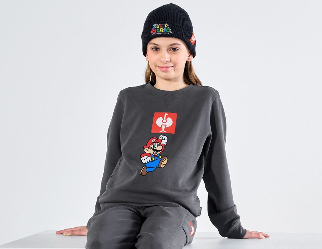 Överdelar: Super Mario sweatshirt, barn + antracit