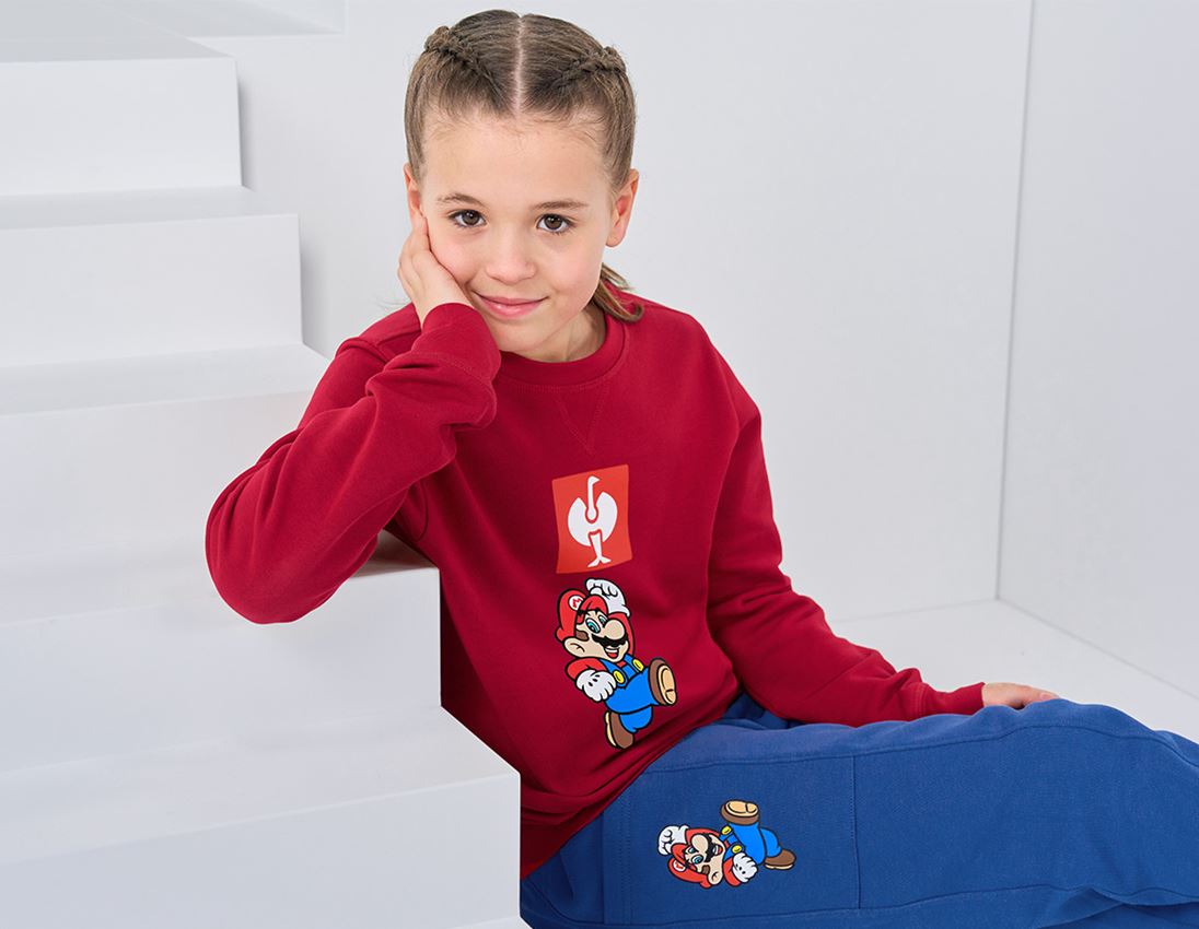 Överdelar: Super Mario sweatshirt, barn + eldröd
