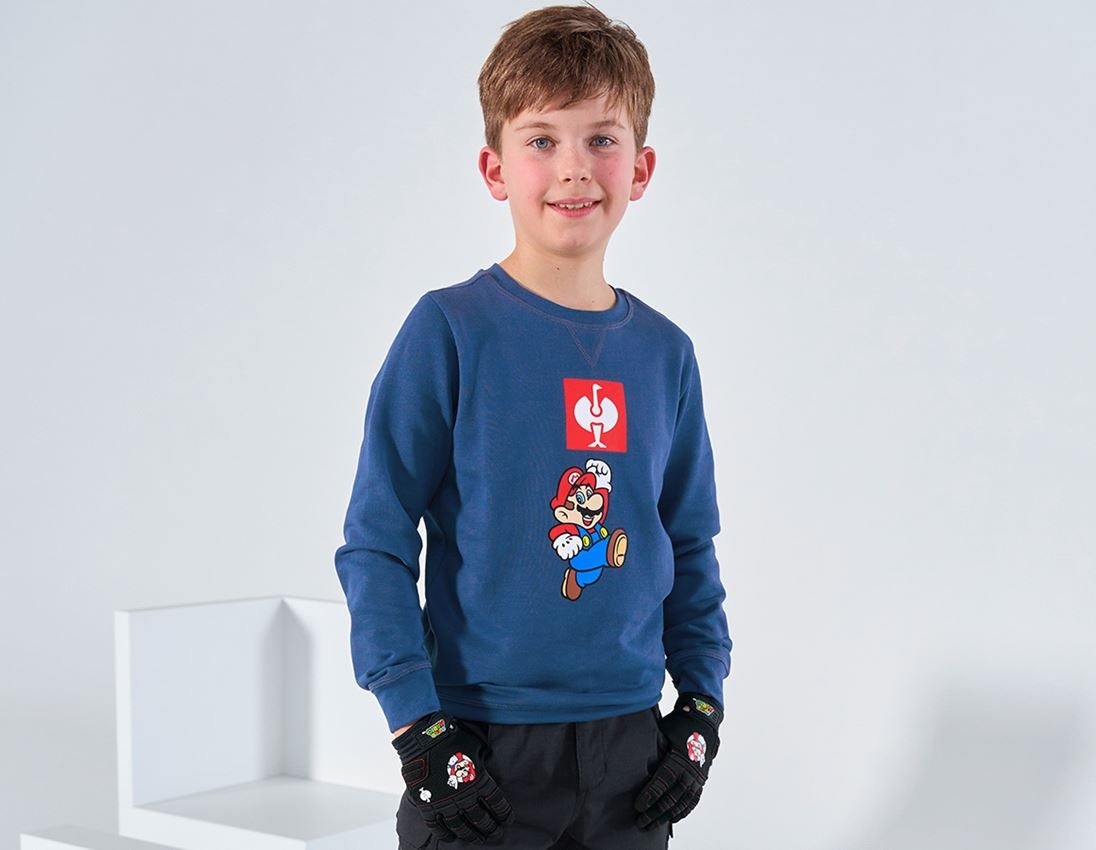 Samarbeten: Super Mario sweatshirt, barn + alkaliblå