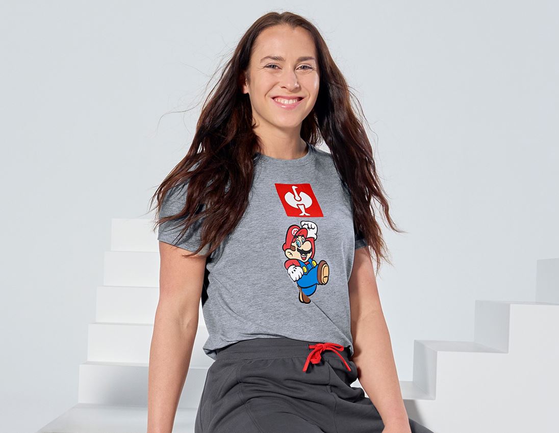 Överdelar: Super Mario T-shirt, dam + gråmelerad