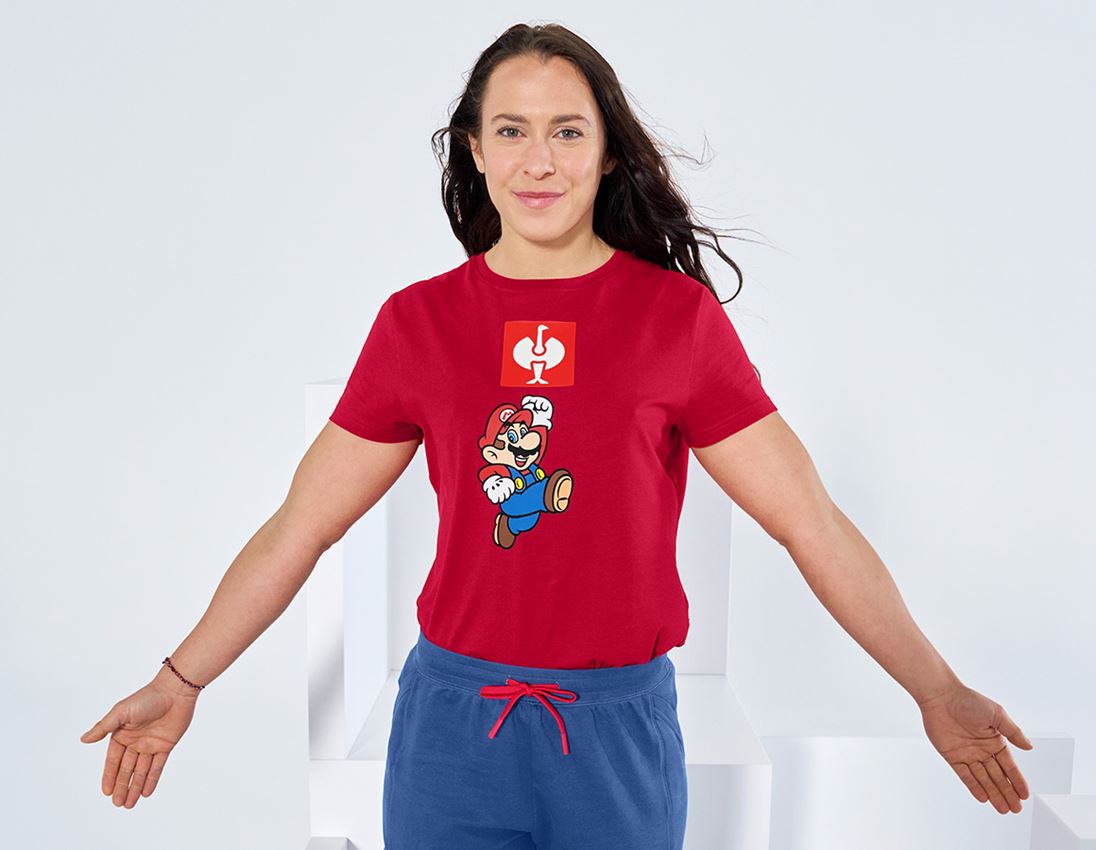 Överdelar: Super Mario T-shirt, dam + eldröd
