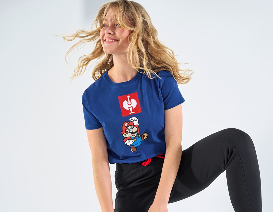 Överdelar: Super Mario T-shirt, dam + alkaliblå