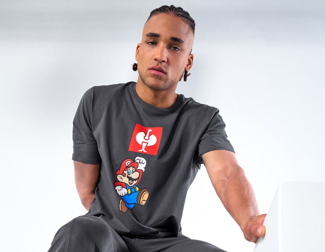 Överdelar: Super Mario t-shirt, herr + antracit