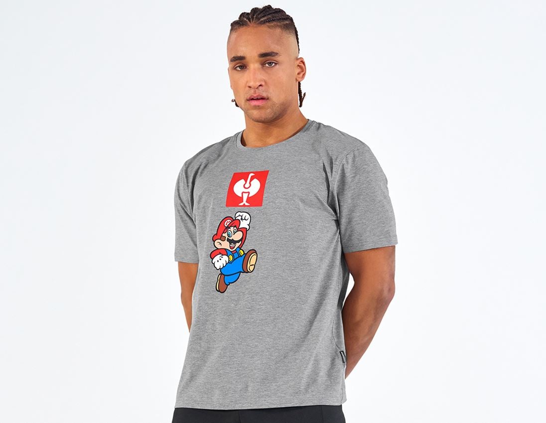 Överdelar: Super Mario t-shirt, herr + gråmelerad