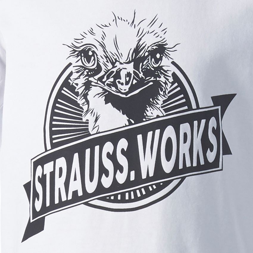 Kläder: e.s. t-shirt strauss works, barn + vit 2