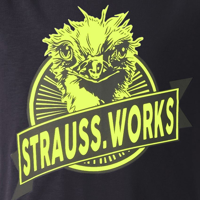 Kläder: e.s. t-shirt strauss works, barn + svart/varselgul 2