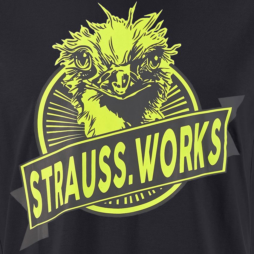 Kläder: e.s. T-shirt strauss works + svart/varselgul 2