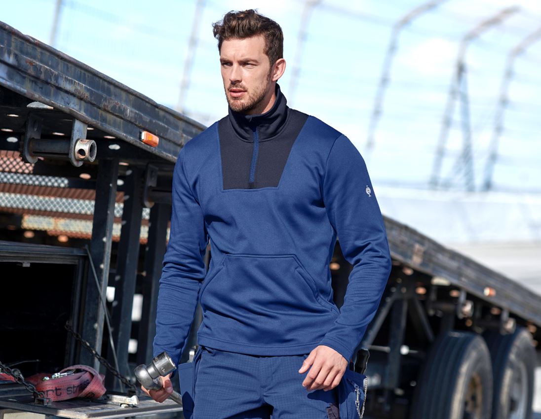 Shirts, Pullover & more: Functional-troyer thermo stretch e.s.concrete + alkaliblue/deepblue