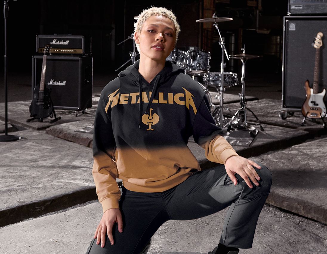 Överdelar: Metallica cotton hoodie, ladies + svart/rost