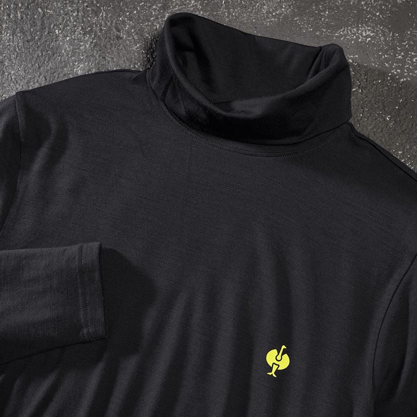 Shirts, Pullover & more: Turtle neck shirt Merino e.s.trail + black/acid yellow 2