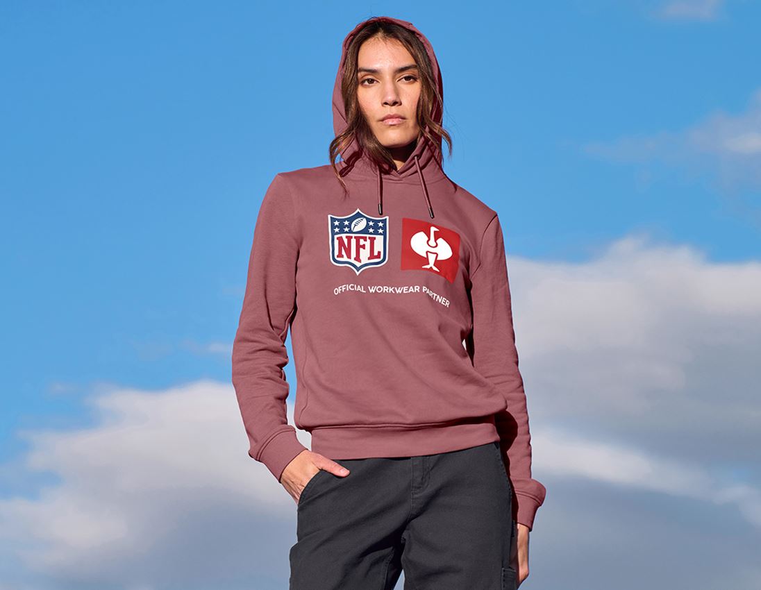 Samarbeten: NFL Hoodie cotton, ladies + oxidröd 2