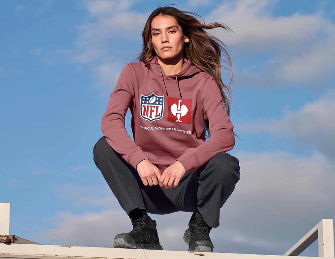 Samarbeten: NFL Hoodie cotton, ladies + oxidröd 1