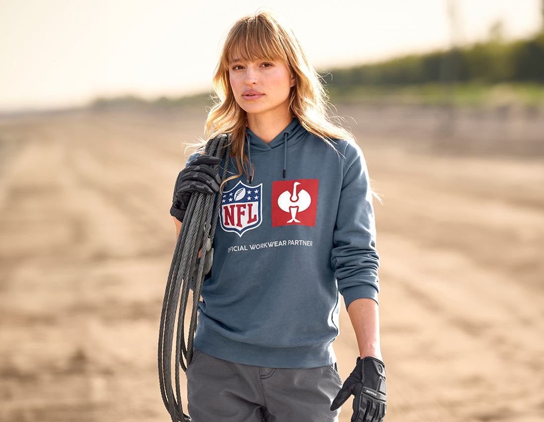 Samarbeten: NFL Hoodie cotton, ladies + oxidblå