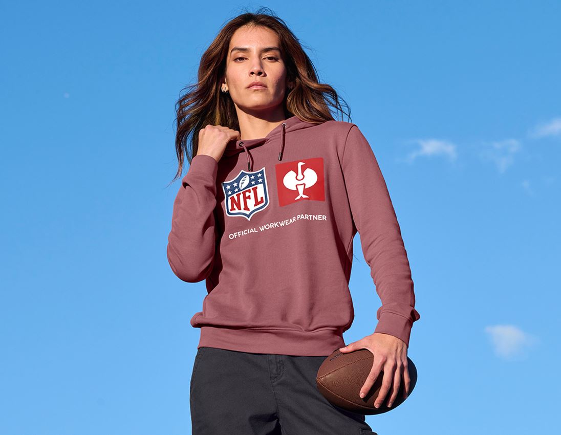 Samarbeten: NFL Hoodie cotton, ladies + oxidröd