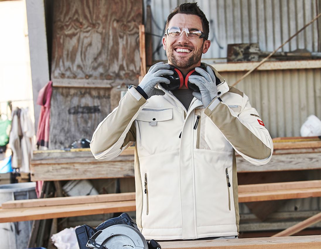 Joiners / Carpenters: Softshell jacket e.s.motion + plaster/clay