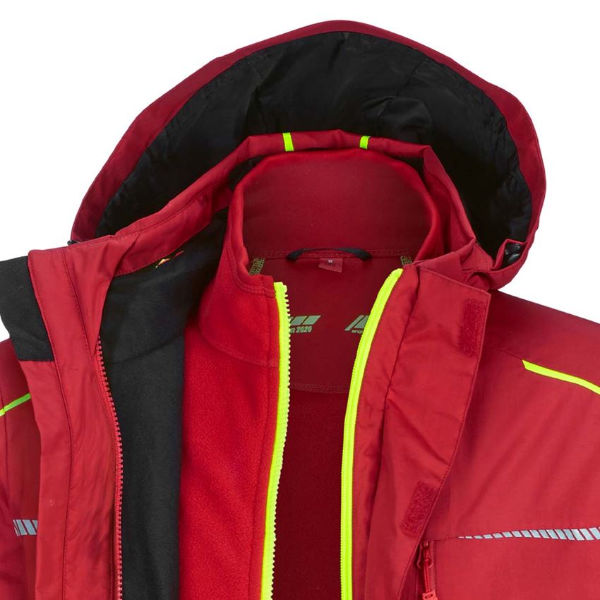 Plumbers / Installers: 3 in 1 functional jacket e.s.motion 2020, men's + fiery red/high-vis yellow 2
