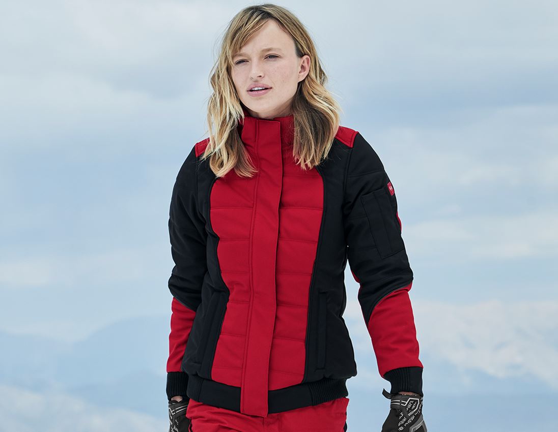 Gardening / Forestry / Farming: Winter softshell jacket e.s.vision, ladies' + red/black