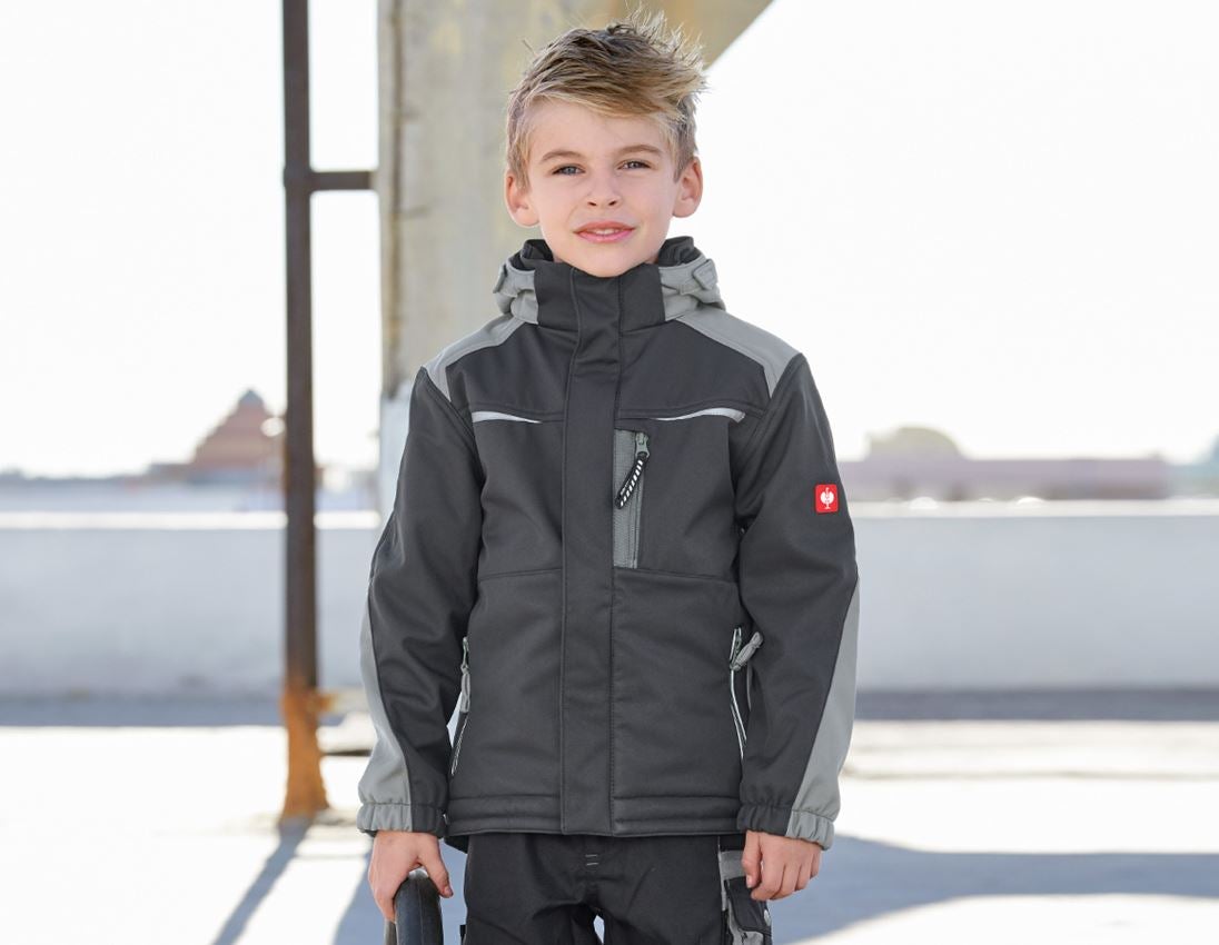 Cold: Children's softshell jacket e.s.motion + graphite/cement