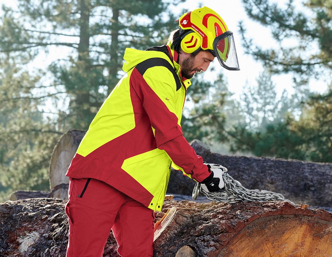 Gardening / Forestry / Farming: e.s. Forestry rain jacket + high-vis yellow/fiery red 1
