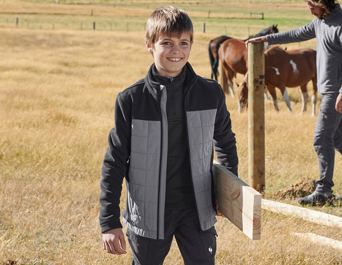 Jackets: Hybrid fleece jacket e.s.concrete, children's + black/basaltgrey