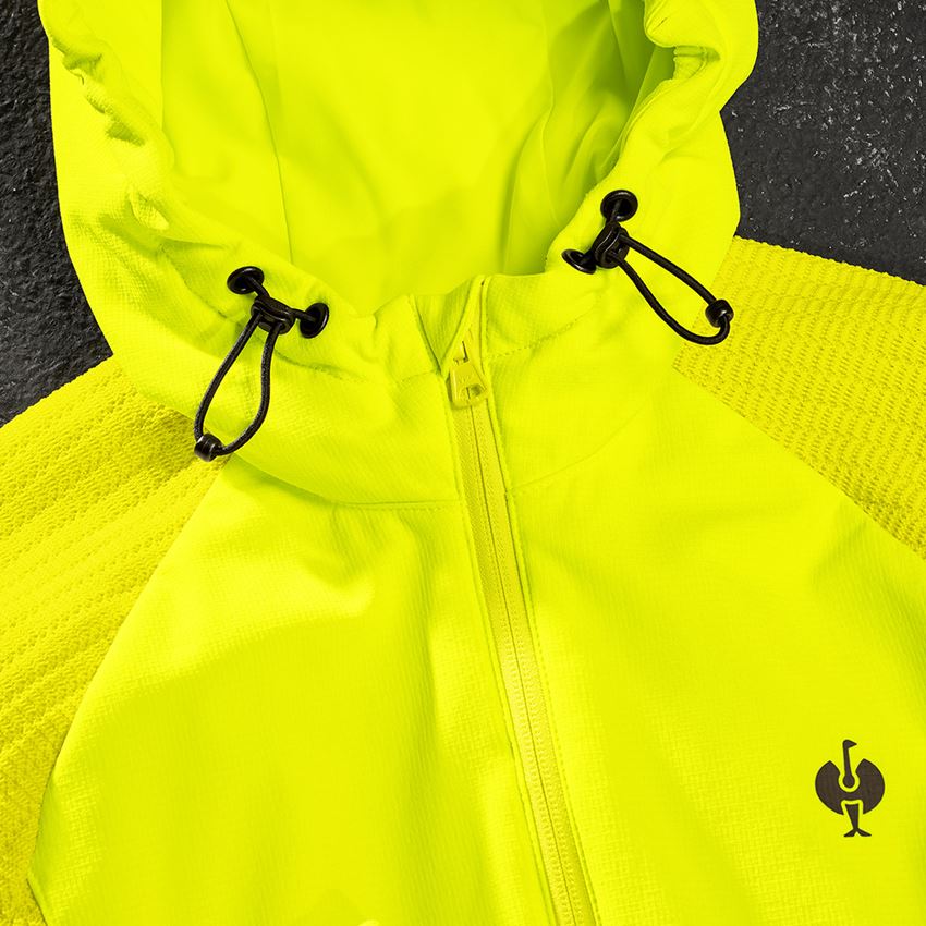 Clothing: Hybrid hooded knitted jacket e.s.trail, ladies' + acid yellow/black 2