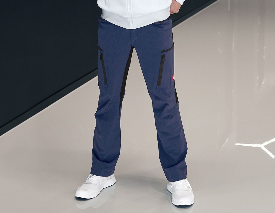Work Trousers: Cargo trousers e.s.vision stretch, men's + deepblue