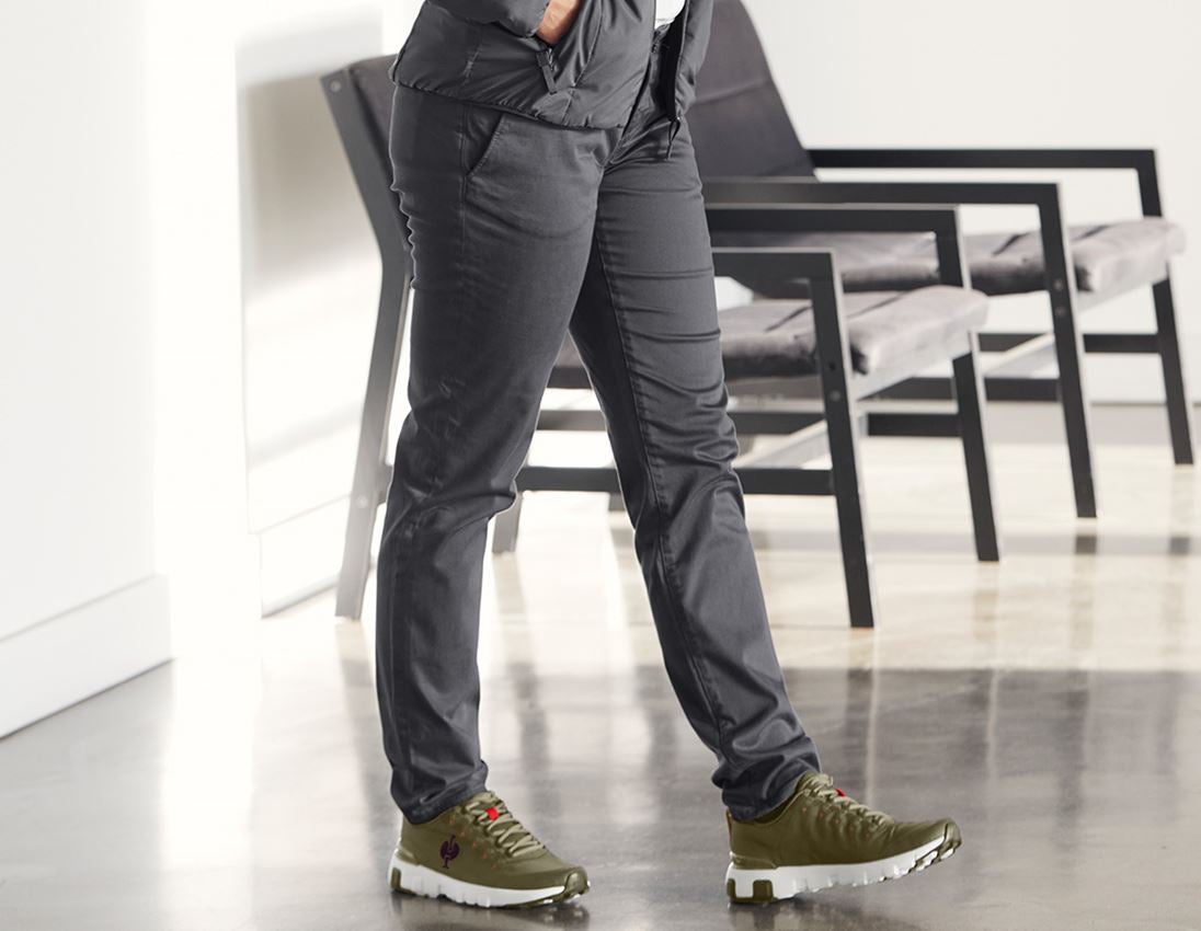 Work Trousers: e.s. 5-pocket work trousers Chino, ladies' + anthracite 1