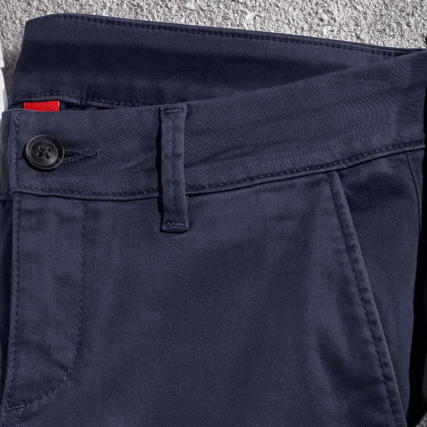 Work Trousers: e.s. 5-pocket work trousers Chino, ladies` + navy 2