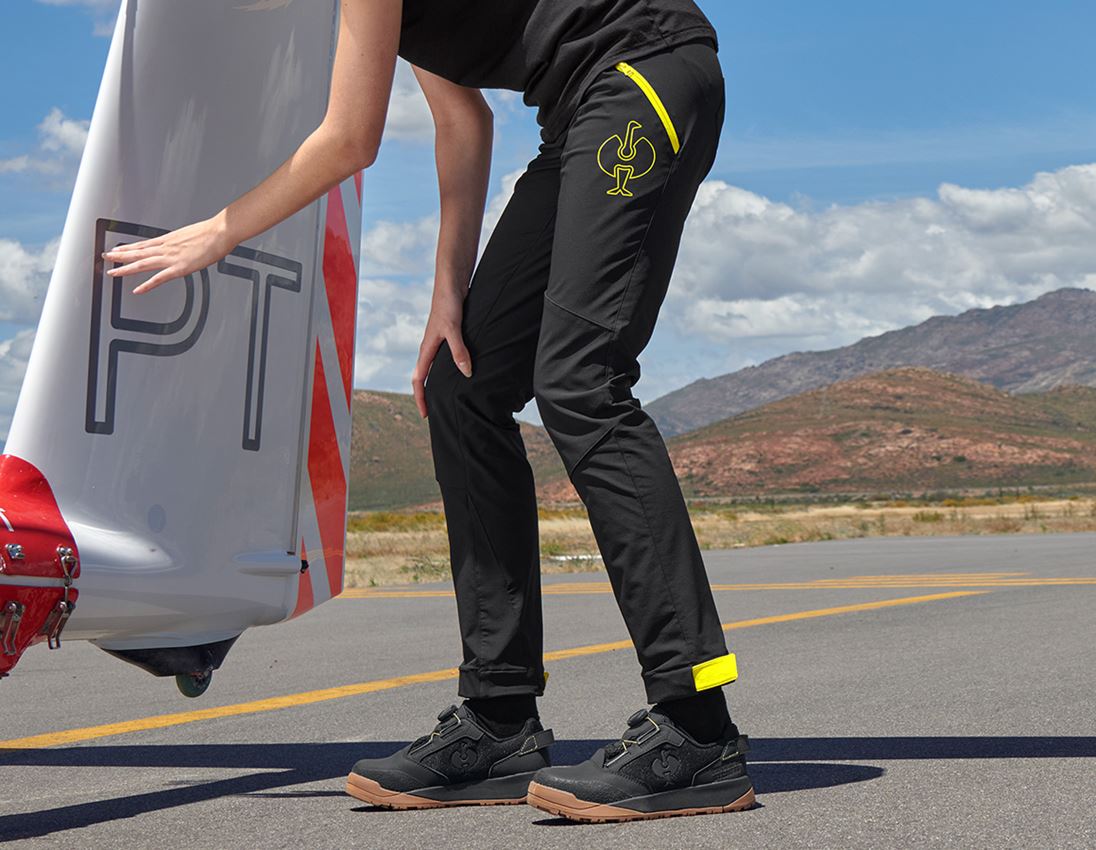 Clothing: Functional trousers e.s.trail, ladies' + black/acid yellow