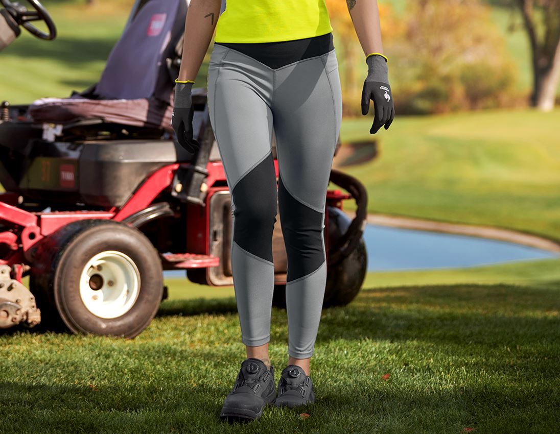 Work Trousers: Race tights e.s.trail, ladies' + basaltgrey/acid yellow
