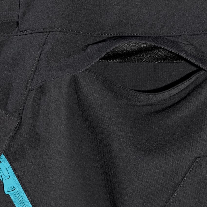 Work Trousers: Functional shorts e.s.trail, ladies' + black/lapisturquoise 2