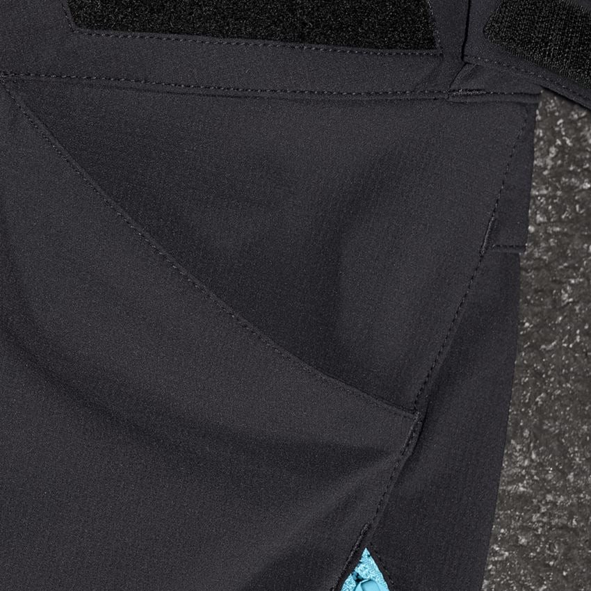 Work Trousers: Functional short e.s.trail + black/lapisturquoise 2